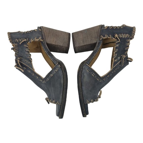 Farylrobin Loki Full Leather Chunky Heel Sandal Womens Size 8.5 Gray Black - Picture 7 of 12